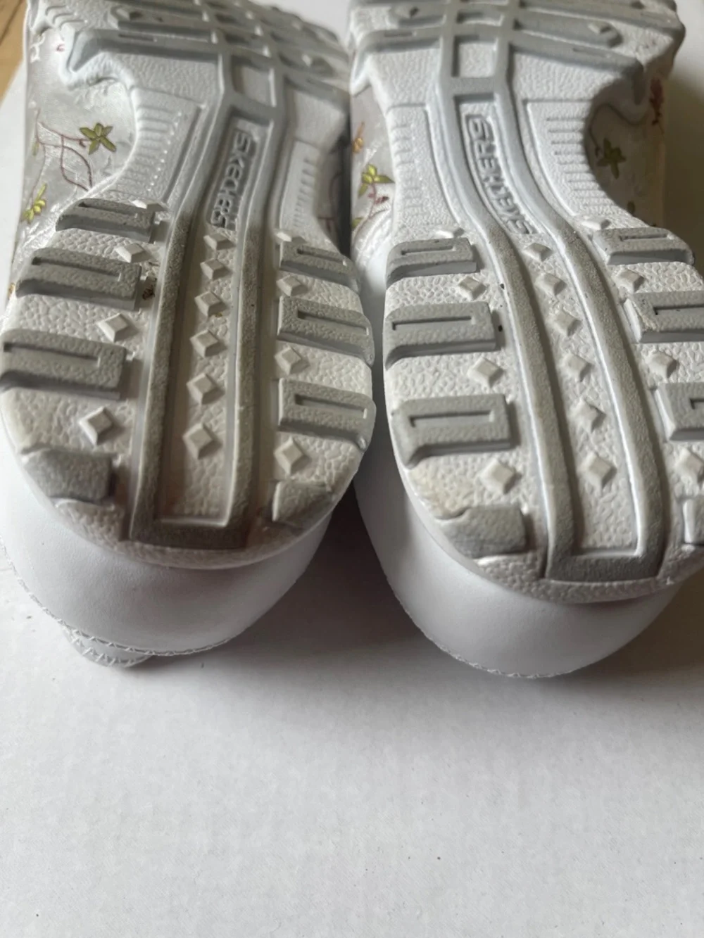 Skechers White Slip-On Flats with Pink and Gold Floral Accents - Picture 8 of 8